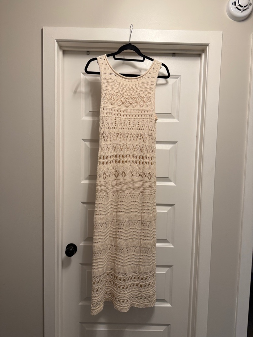 C & C California Women's Cream Crochet Midi Dress